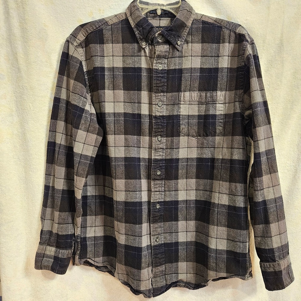 Pendleton Mason Plaid Flannel Black Gray Lodgecore Cabin Outdoor Shirt Men Med